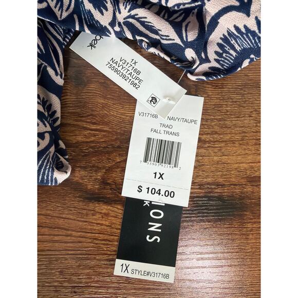 Perceptions Blue Floral Shift Dress Short Ruffled Sleeves Women’s Plus Size 1X - Picture 9 of 10